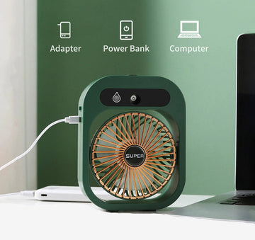 2-in-1 Desk Fan & Mist Cooler (USB-Powered)